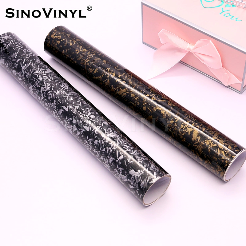 SINOVINYL Newest Popular Forging Carbon Fiber Film Black Gold Silver Auto Vinyl Car Wrap