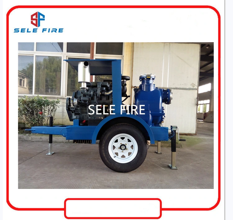 Two Wheels Trailer Mounted Movable Diesel Engine Sewage Water Treatment Self Priming Waste Water Pump