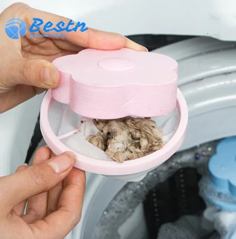 Pink & Blue Washing Machine Floating Filter Ball Mesh Flower Shape Laundry Bag for Remove Fur and Hair