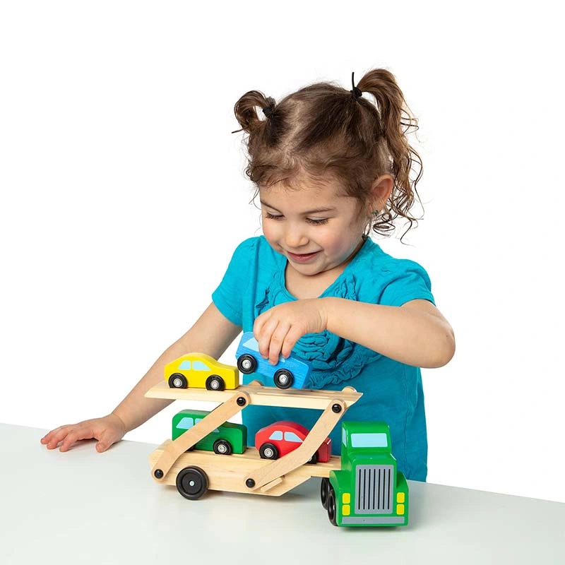 Carrier Truck Cars Set Educational Push Go Car Set Wooden Toy for Kids