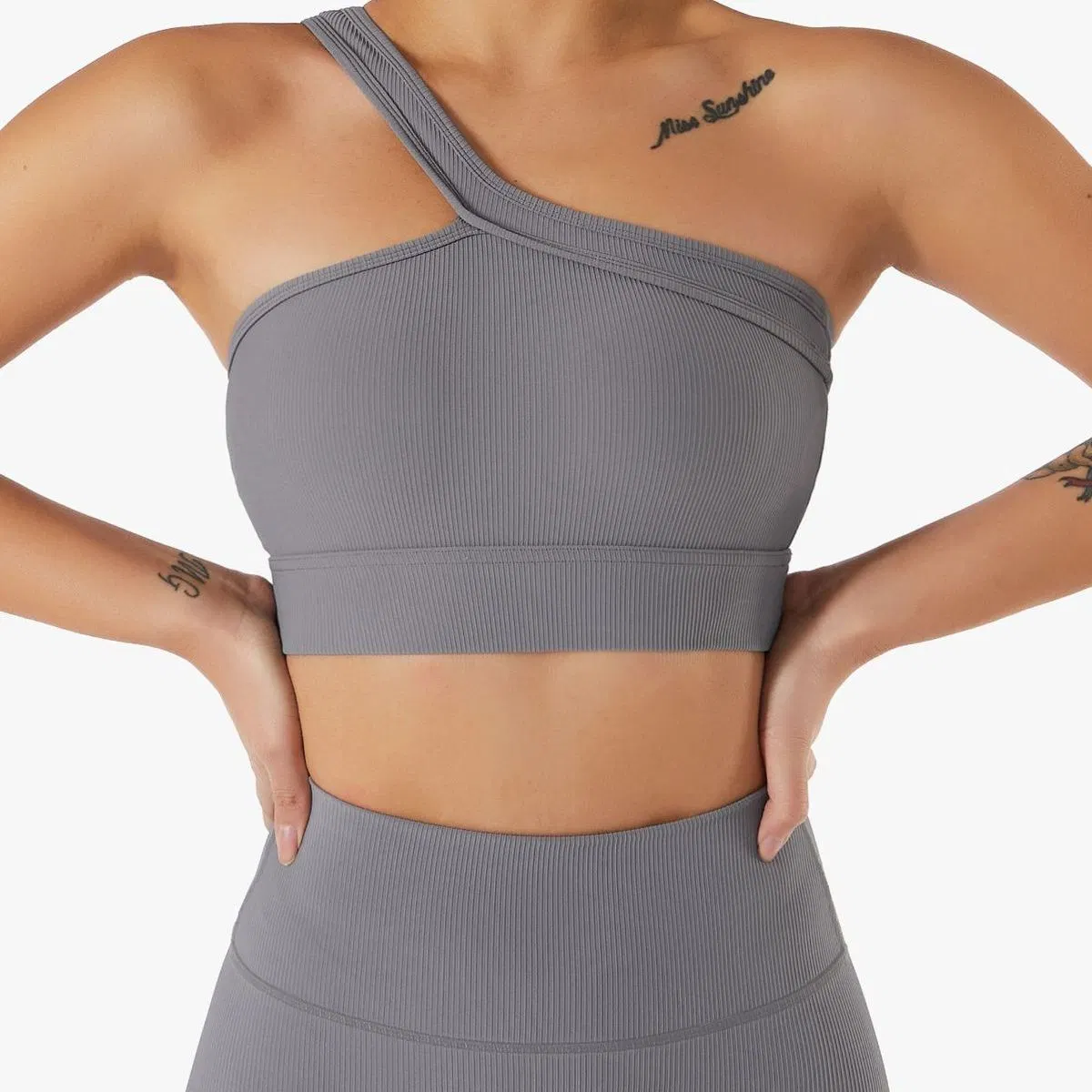 Custom Logo Ribbed Yoga Gym Fitness Crop Top Hot Sexy Booty Bra