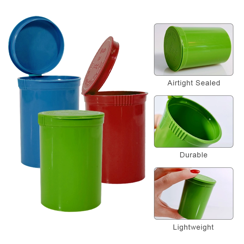 Chinese Directly Supply Colorful Pharmaceutical Reversible Cap 19 DRAM Size Pop Top Containers Bottles Plastic Pill Vial