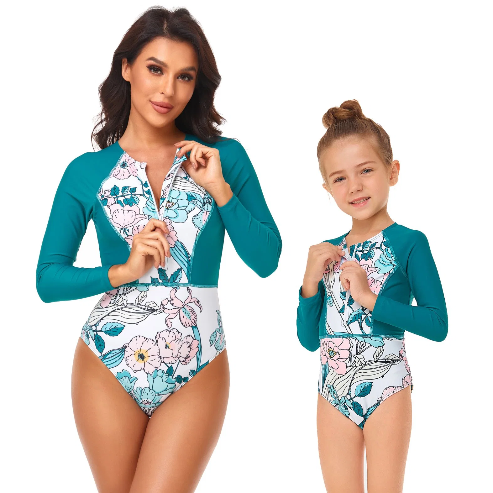 Newest Popular Parent-Child Swimwear Swimsuit Beachwear One Piece Bikini with Zipper