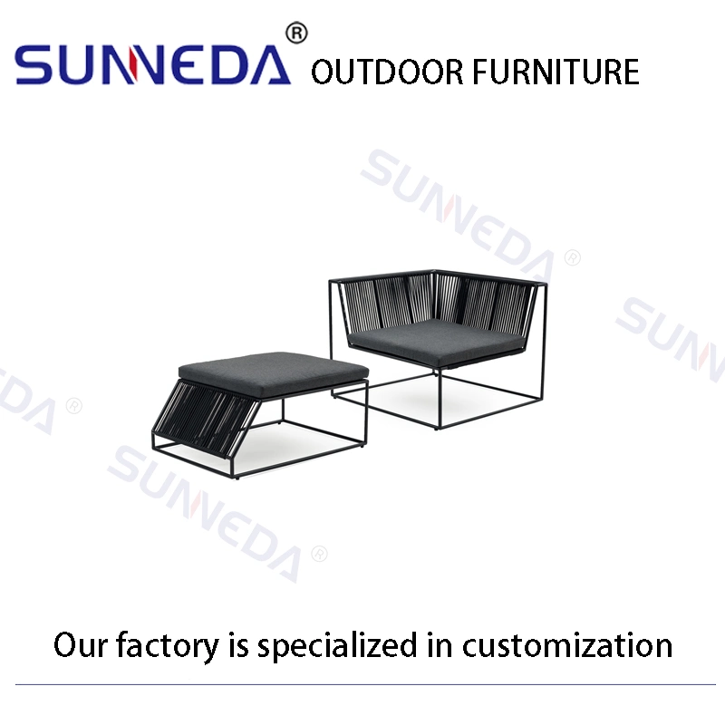 Patio Garden Modern Corner Sofa and Glass Table Aluminum Furniture