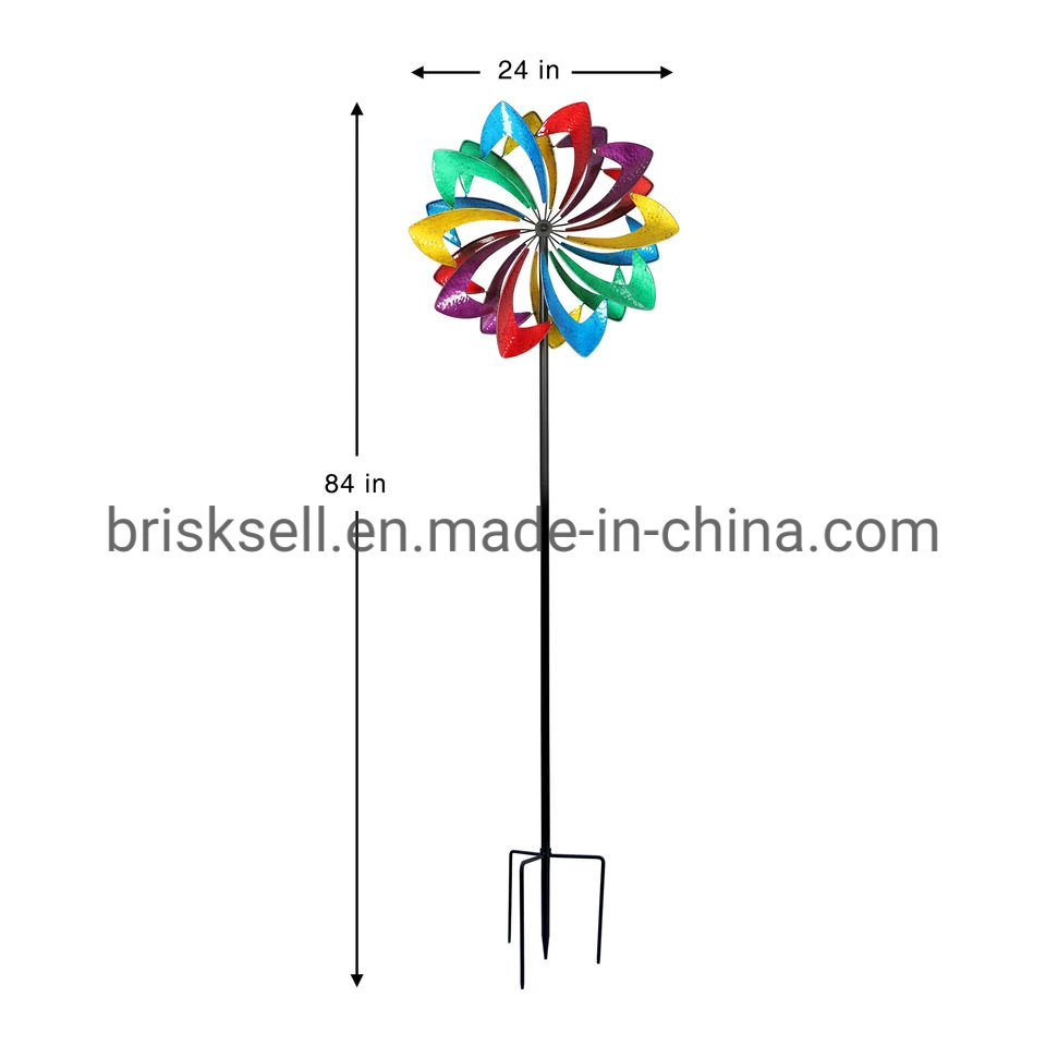 New Design Rainbow Decorative Color Kinetic Spinner Metal Garden Windmill Wind Spinner