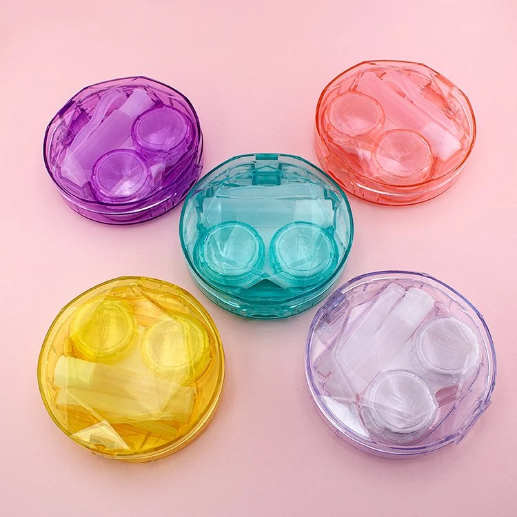 High quality/High cost performance  Transparent Round Contact Lens Box Fashion Contact Lenses Case with Tweezers