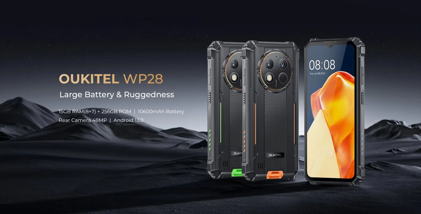 Global Version 4G Rugged Cell Phone 10600mAh, 8gbram 256GB ROM smartphone 48MP Cámara Teléfono móvil para Oukitel Wp28