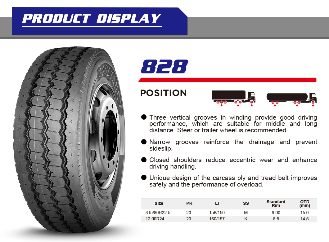 Constancy Brand TBR Tire 315/80r22.5