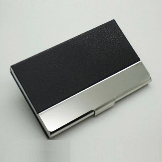Double Side Open PU Leather Business Card Case with Custom Logo