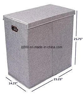 Double Laundry Hamper with Lid, 2 Section Clothing Organizer (JGH0057)