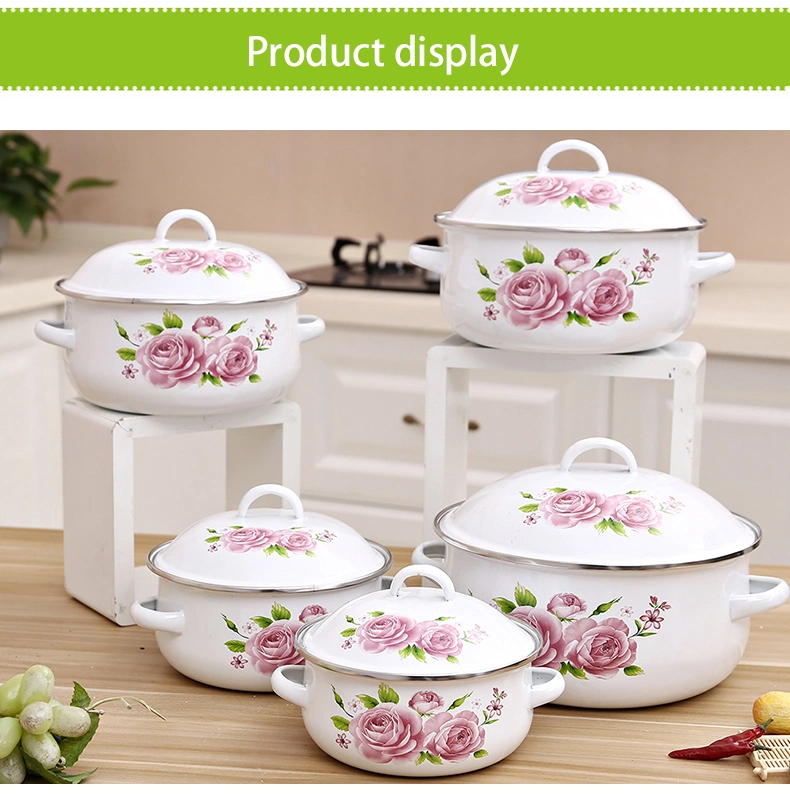 10PCS Enamel Cookware Non-Stick Cast Iron Carton Steel Casserole Set