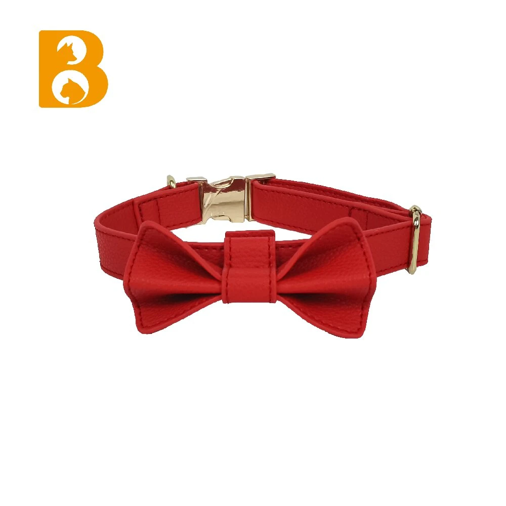 PU Fabric Dog Collar Pet Collar Eith Bowknot Cute Fashion Pet Item