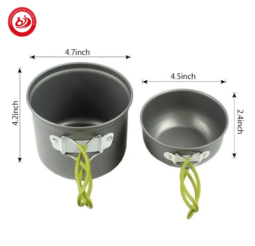 Camping Cookware Mess Kit Hiking Backpacking Picnic Cooking Bowl Non Stick Pot Pan Spoon Pot Set