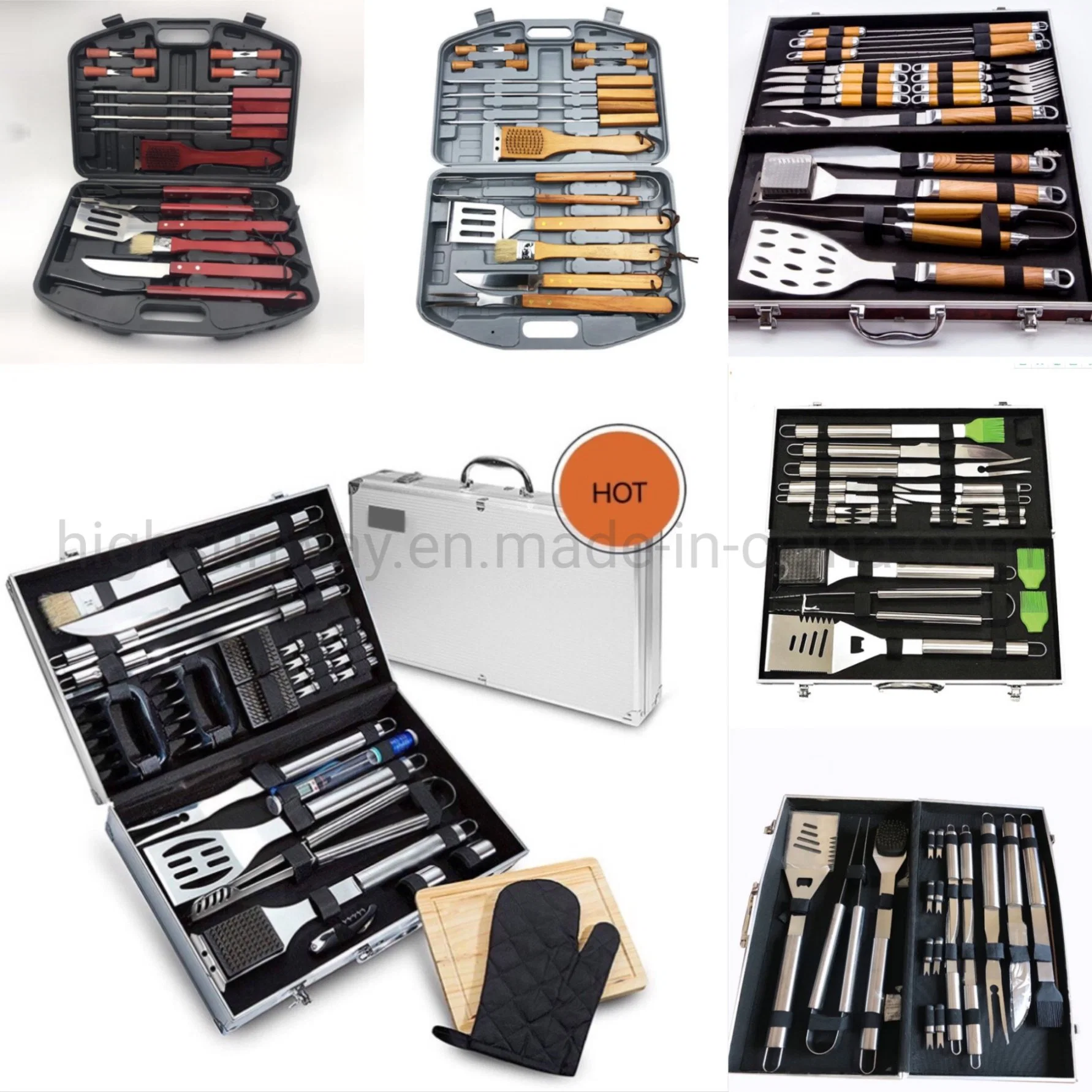 Grill Grill-Grillwerkzeug-Set mit Oxford Schürze Carry Bag BBQ Grillwerkzeuge