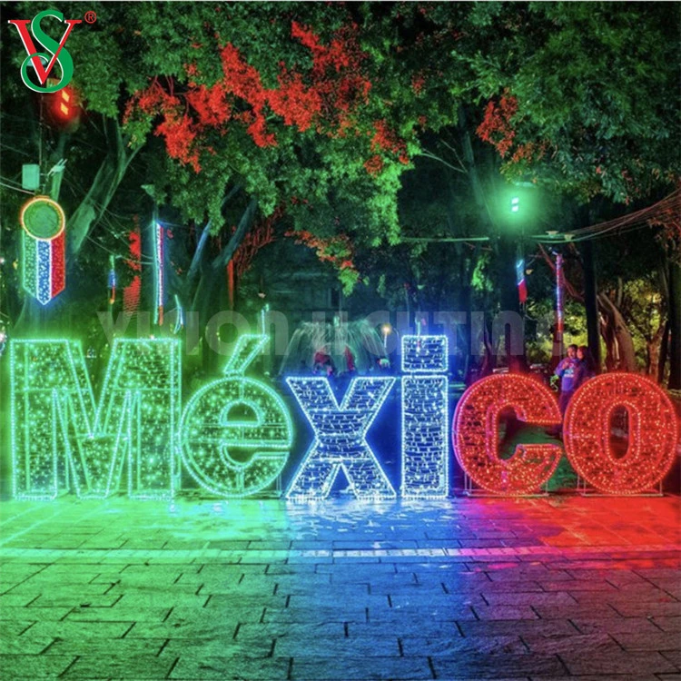 Large Outdoor 3D Christmas Figure Motif Lights Mexico Sign