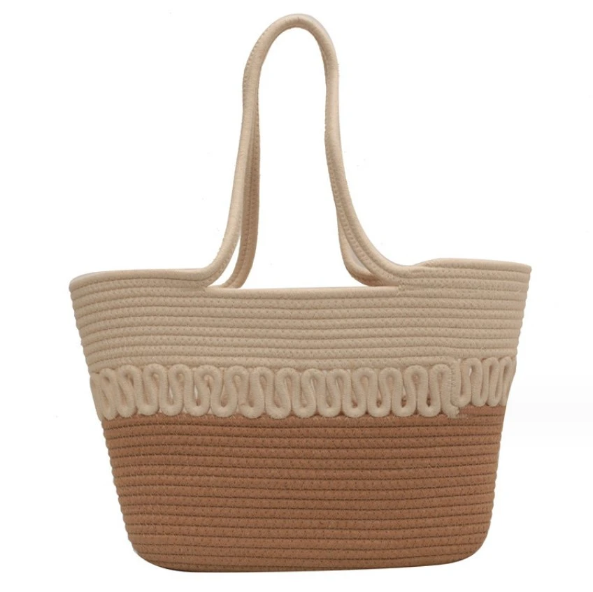 Classic Straw Summer Beach Shoulder Bag Handbag Tote with PU Leather Straps Handmade Strawbag