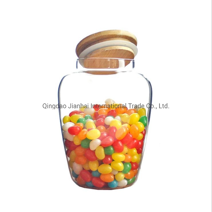 Factory Wholesale/Supplier Glass Storage Tank Bamboo Cover Sealed Pot /Glass Container