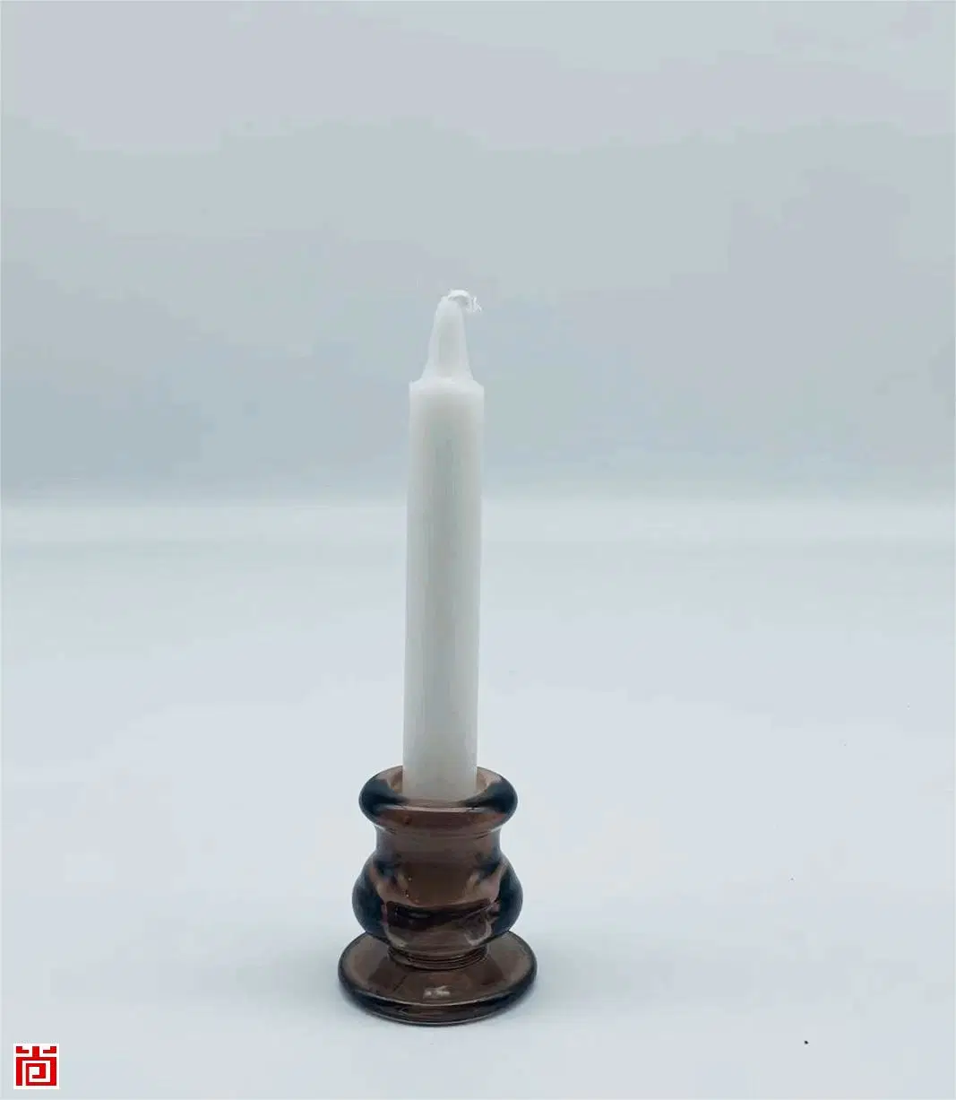 Round Amber Glass Pillar Candle Holder for Home Decor