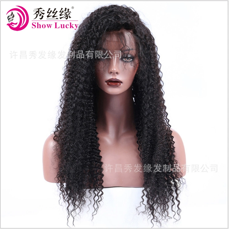 Fashion Beauty Indian Hair Women Wig Natural Kinky Curly Full Lace Remy Human Hair Wig Pre-Plucked Lace Front Wig