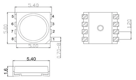 Wholesale/Supplier 8 Pins Addressable 0.2W Ws2812 Sk6812 Ws2811 Sk9822 IC Built-in SMD 5050 RGB LED Diode Chip