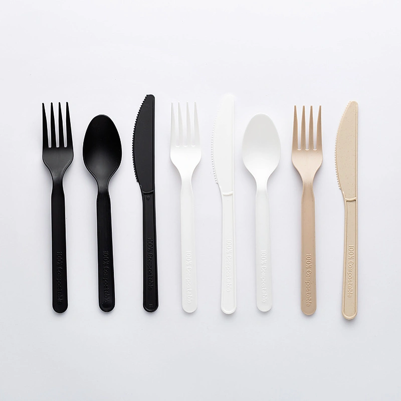 Produtos descartáveis Utensílios de Cozinha PLA biodegradável forquilha de faca conjuntos de talheres Spoon Cutelery (177 mm)