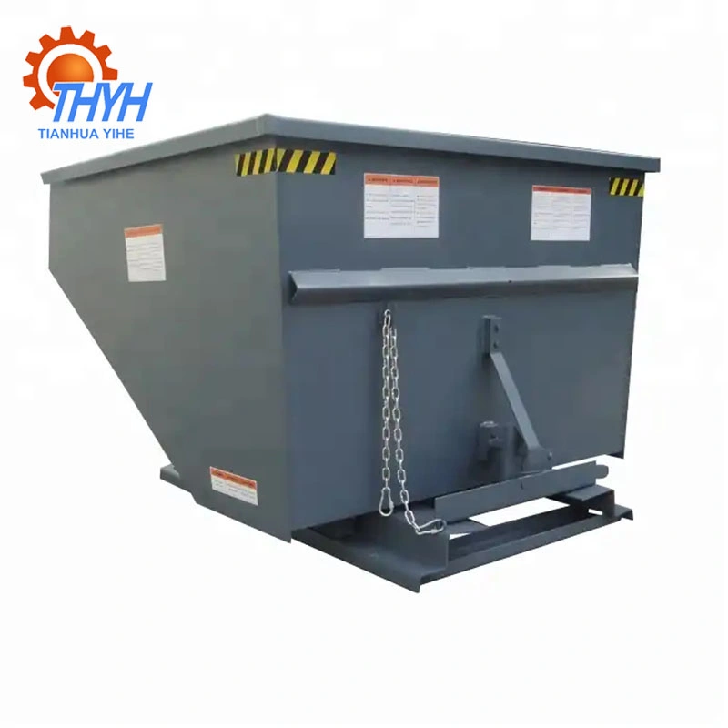 Low Price 2 Size Self Tilting Box Without Drainage Tap Portable Steel Dump Trunks Heavy Duty Self Dumping Steel Construction Waste Container