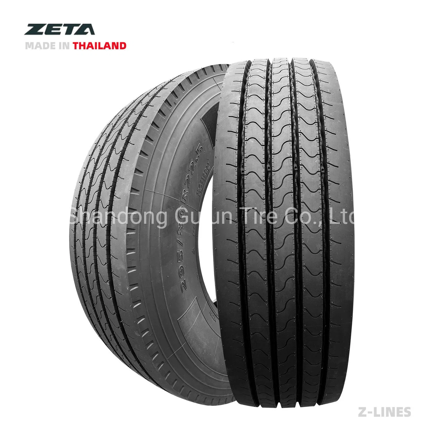 Zeta Brand Thailand Truck Tires Factory 295 80r22.5 315 70r55.5 315 80r22.5 385 65r22.5 7 ans de garantie qualité 250000 kilométrage APPROUVÉ PAR DOT ECE GCC Saso