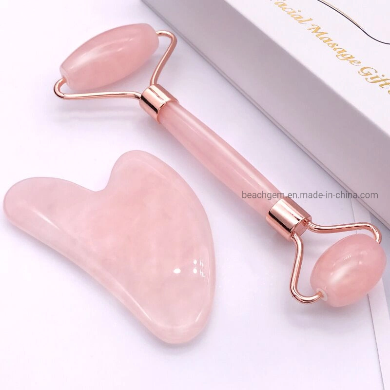 Custom Logo Gemstone Face Massager Jade Roller and Gua Sha Sets