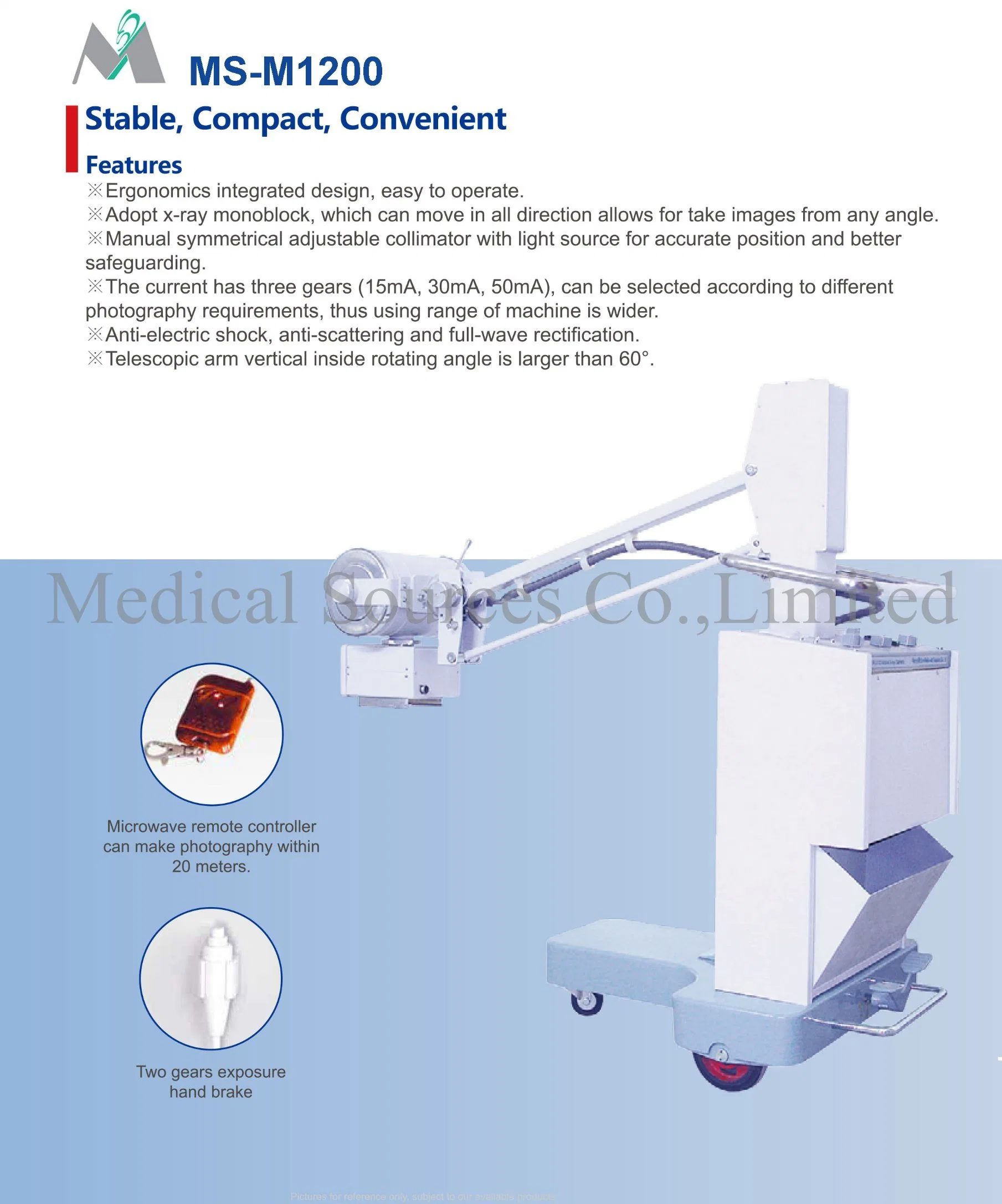 Ms-M1200 Digital Radiography Mobile X-ray Machine Equipment