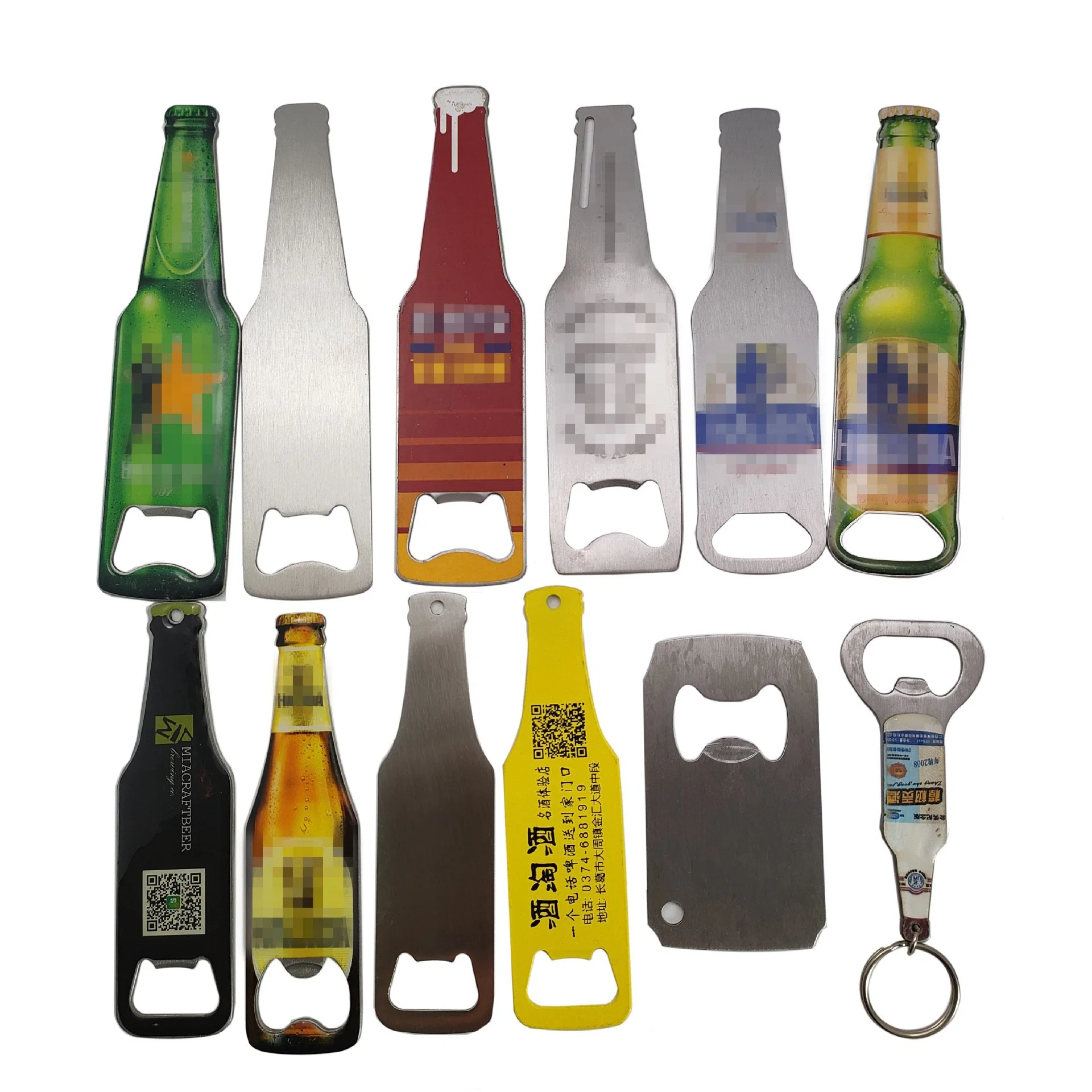 Impressão personalizada abridor de cerveja, formato de garrafa abridor de aço inoxidável do sulcador, abridor de garrafas de vinho, Dom promocionais abridor de Metal