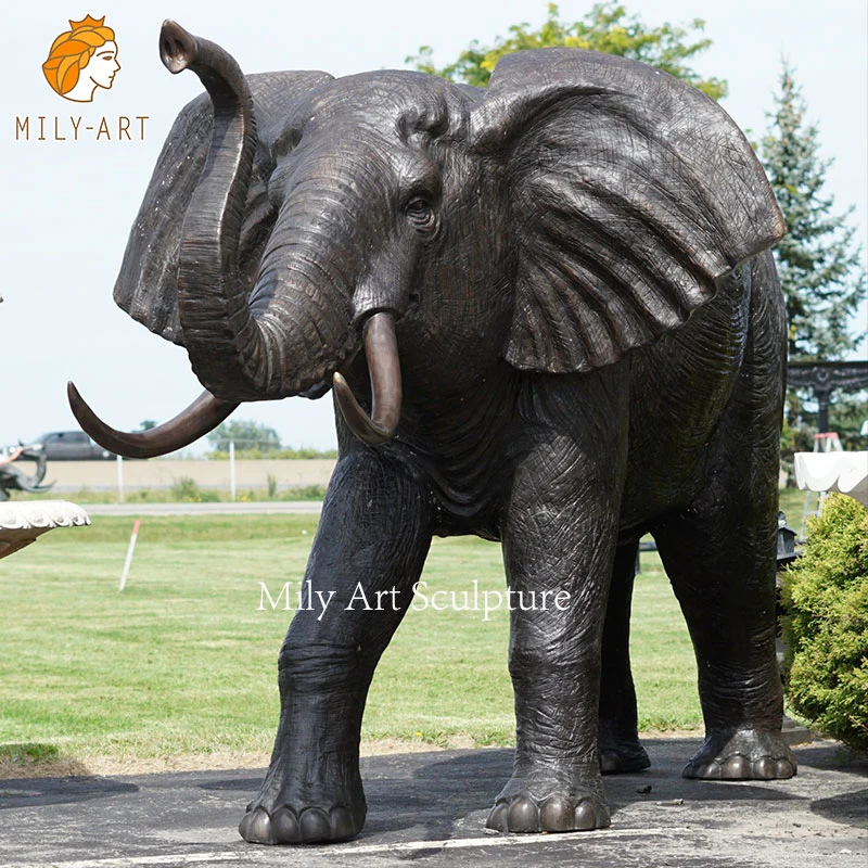 Jardín Zoo decoración Grande vida Tamaño Metal Artesanía latón Cobre Estatua Animal Bronce Elefante Escultura para la venta