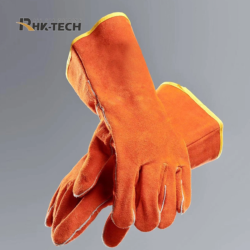 BBQ Cooking Baking Protective Heat Resistant Safety Argon TIG Stick Cow Split Leather Welding Gloves