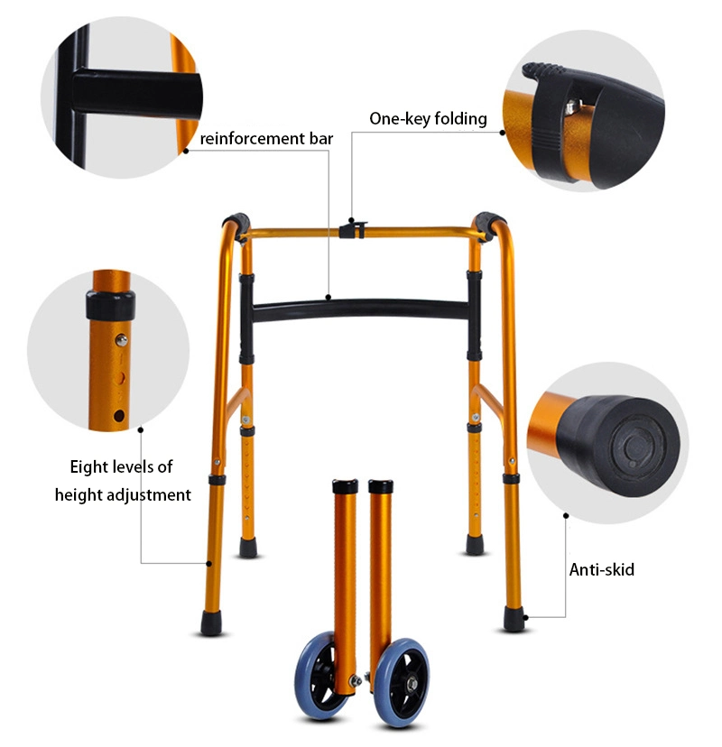 Rehabilitation Walker Adults Foldable Aluminum Alloy Lightweight Walking Aids for Disabled