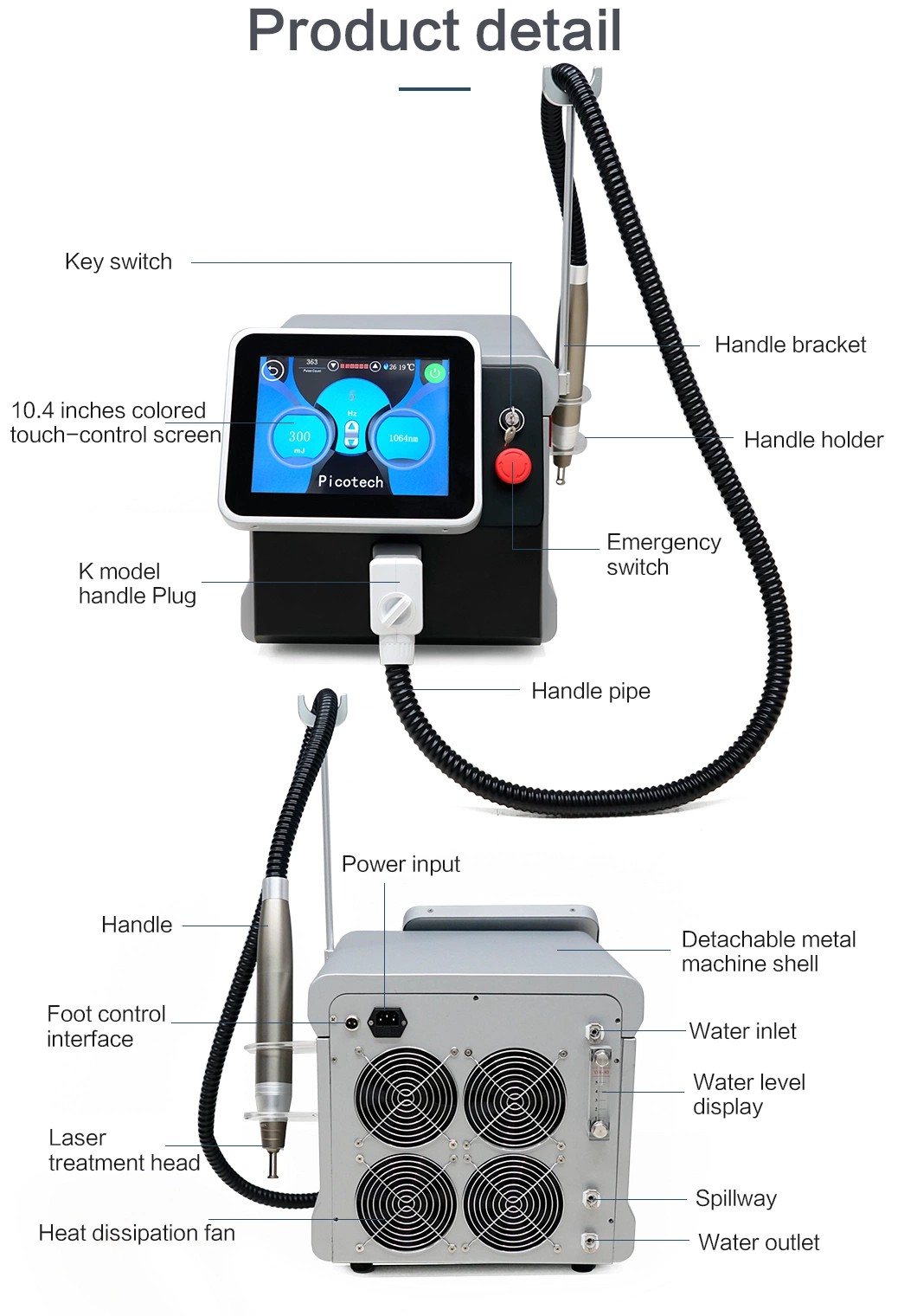 4 Treatments Handles of Diode Laser for Tattoo Removal