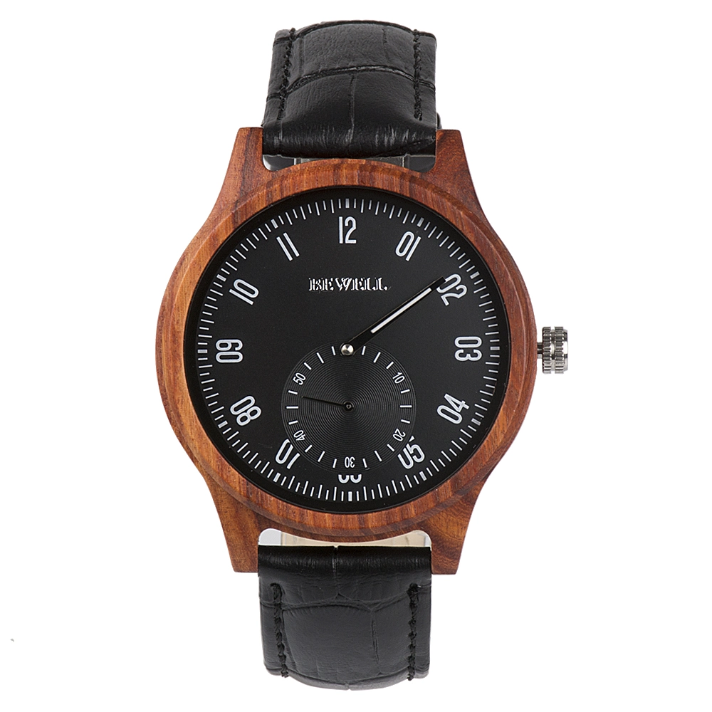 Nueva banda de cuero exclusivo reloj de madera de bambú y minimalista ver