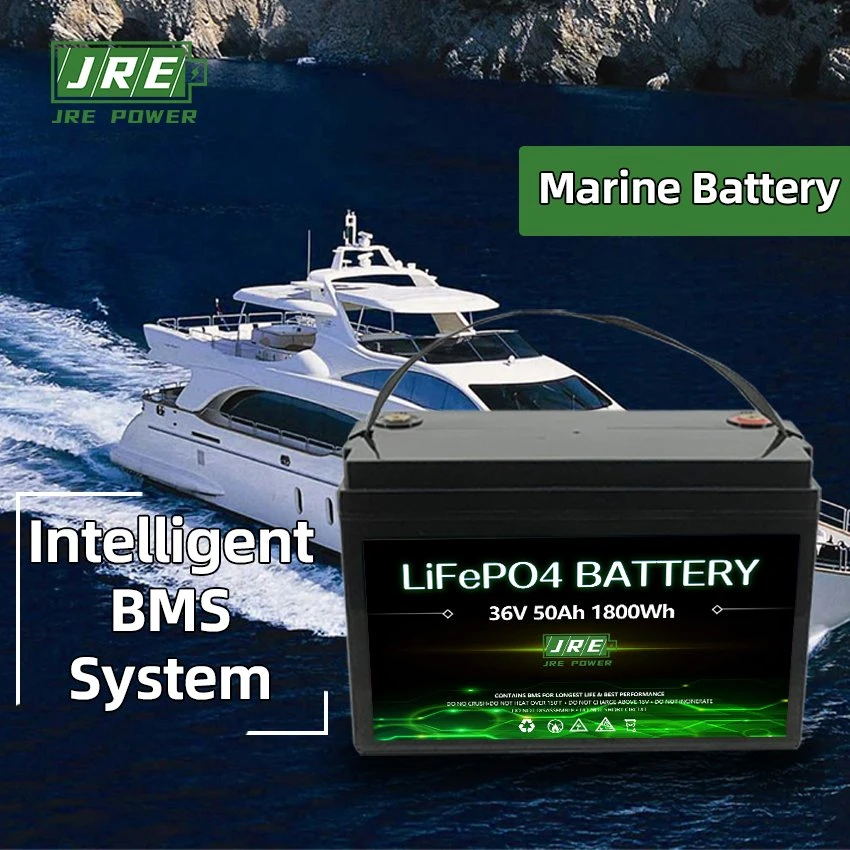 Полностью продаемая аккумуляторная батарея LiFePO4 36 в 50 а/100 а/150 а/200 а, перезаряжаемая литиевая батарея для морской среды