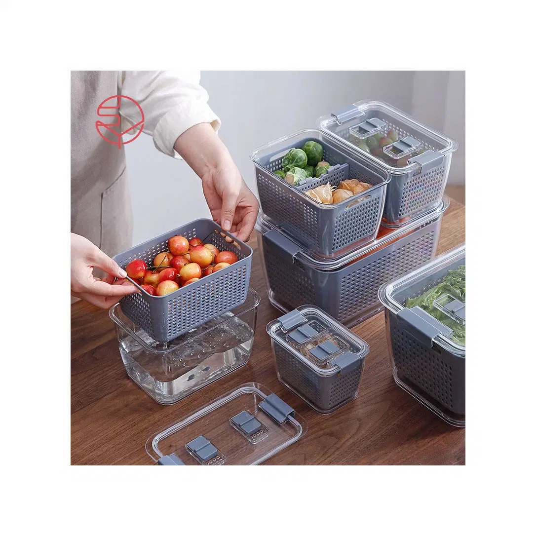 Kitchen Accessories Double Layers Refrigerator Food Container Drain Basket
