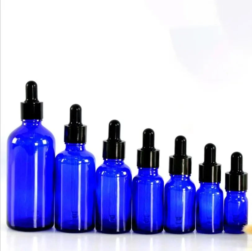 30ml Luxury Empty Blue Glass Essential Oil Dropper Bottle for Cosmetic Package