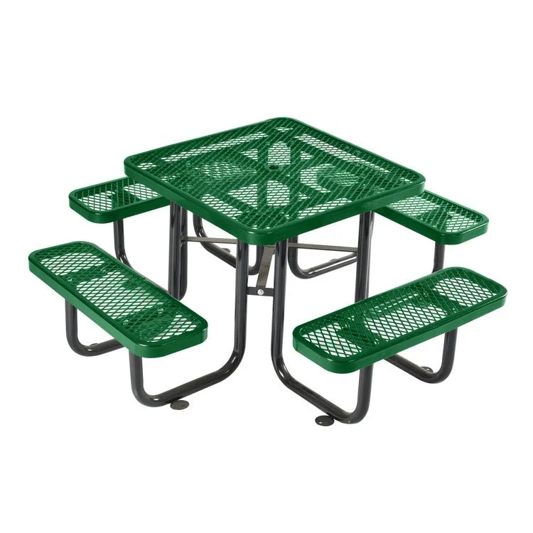 OEM 36" Square Expanded Table and Chair Set Green Garden/Outdoor Camping Dining Metal Steel Thermoplastic Picnic Table