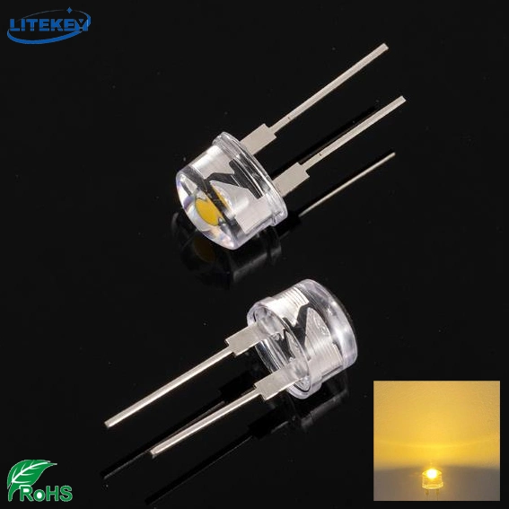 High Power LED 0.75W Warm White 8mm Straw Hat LED with RoHS