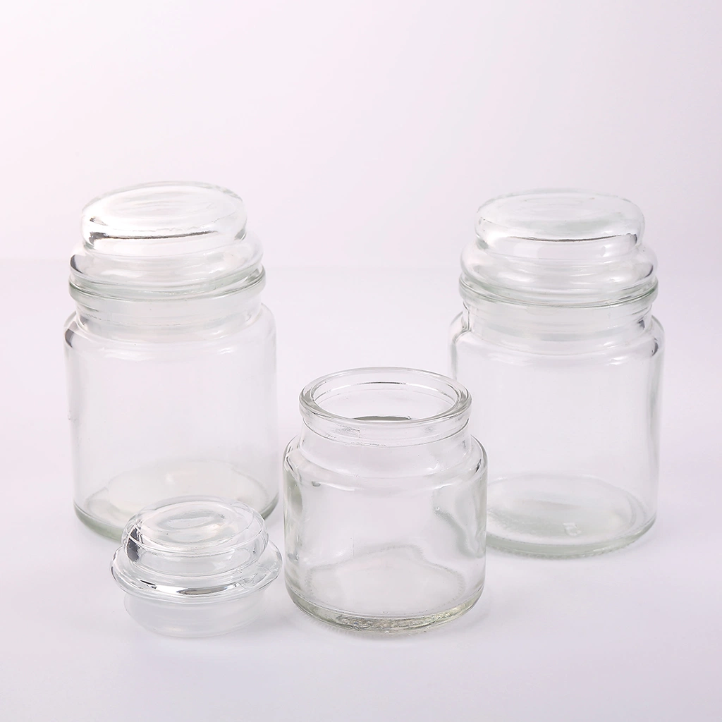 Manufacturer Wholesale/Supplier Custom Empty 4zo 8oz 9oz 10oz 16oz Clear Glass Candle Jars with Glass Lids