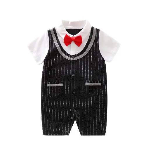 Wholesale/Supplier Gentalman Style Short Sleeve for Summer Comfortable Pajama Fashion Clothes Baby Boys Romper