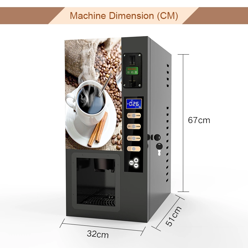 Máquina expendedora de té y café de alta calidad, operada con monedas, con 3 tipos diferentes de opciones automáticas