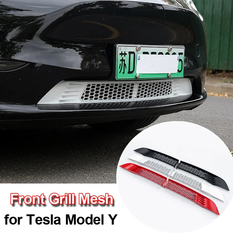 Grille avant anti-poussière antiinsectes de grille Insert de grille pare-chocs inférieur Accessoires pour kit de corps de filet de garniture de grille pour le modèle Tesla OUI