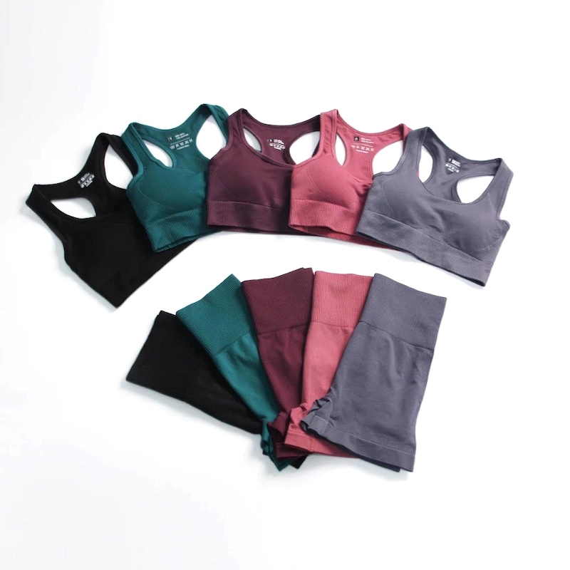 Wholesale/Supplier Women Seamless OEM ODM Fitness Wear Casual Sports Wear 2 Piece Workout Set Racer Back Bra with Shorts Gym Yoga Clothing Fitnesswear