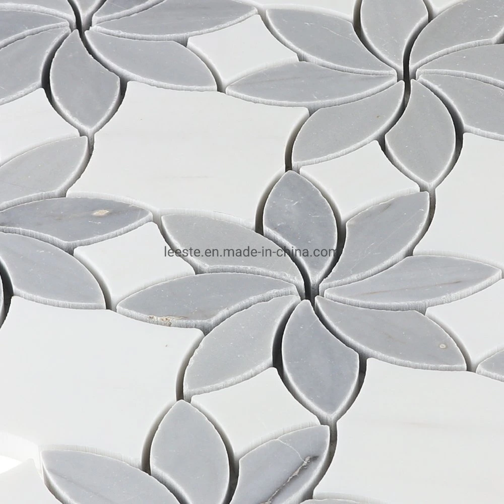 Good Quality China Bardiglio Grey Marble Flower Shape Mosaic Tiles