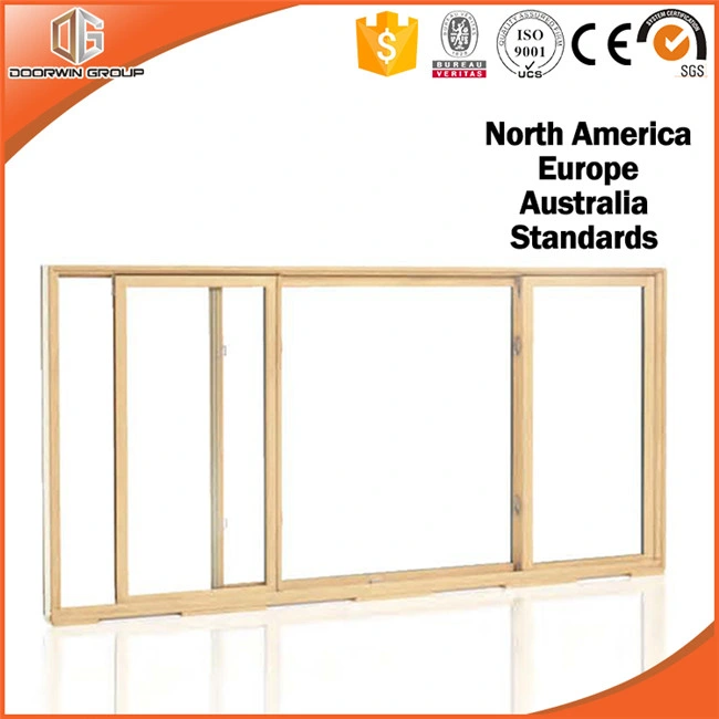 Double Glass Quality & Cheap Sliding Window for Apartment, North-America Style Aluminum Solid Wood Gliding Window