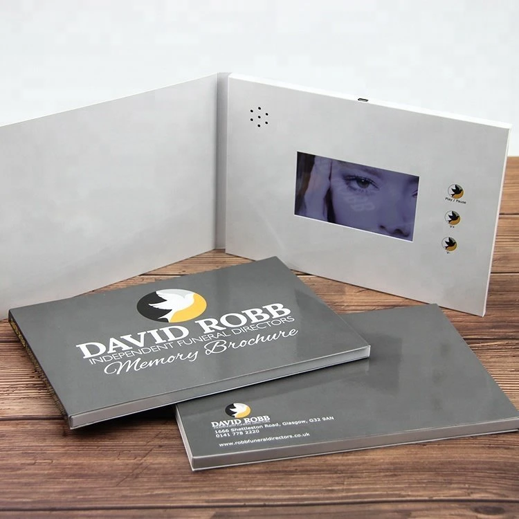 Promotional Gift Custom Printed Audio Greeting Wedding Invitation Card 4.3 Inch LCD Display Video Brochure