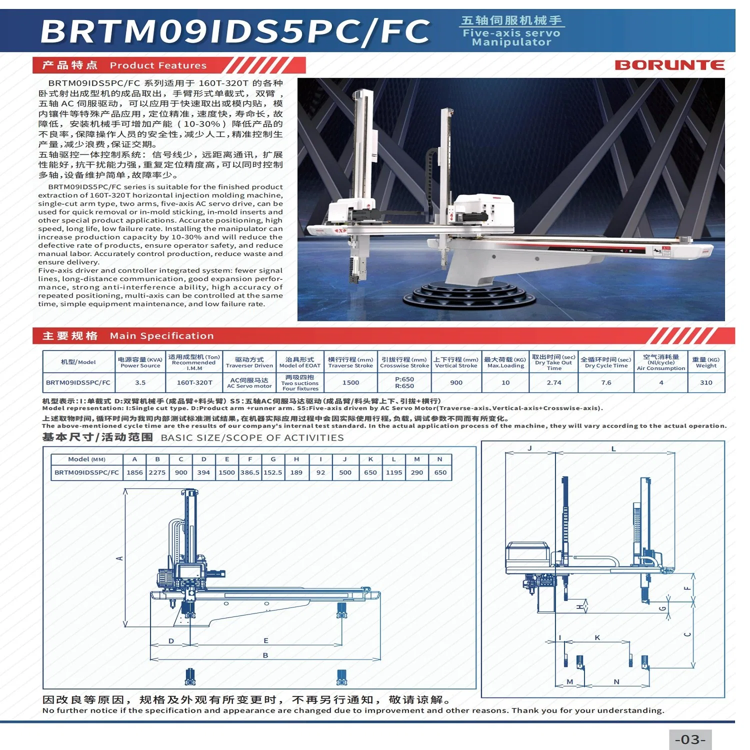 Borunte Injection Molding Machine Industrial Robot Five-Axis Servo Manipulator 3