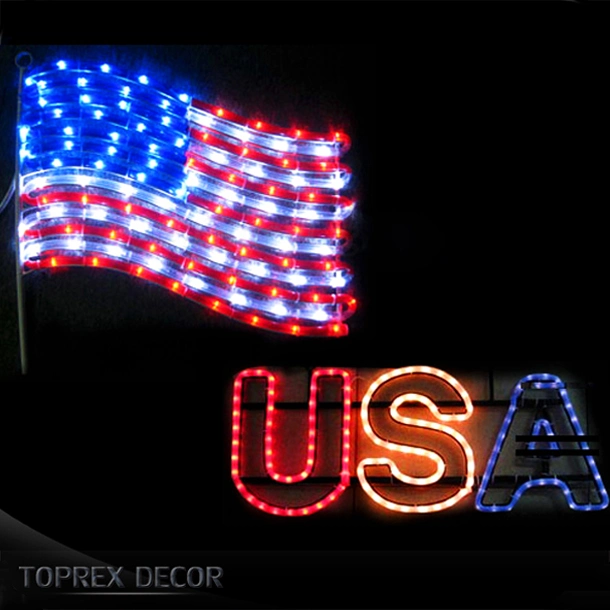 Illuminated Decorative Independence Day America Flag Motif Light